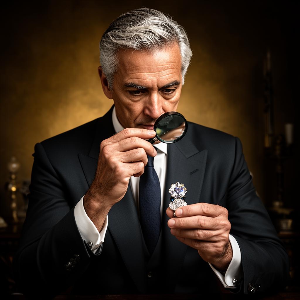 John Griffith, Founder and CEO of Luxoria Treasures, examining a gemstone